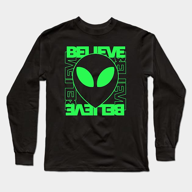 Believe Alien Long Sleeve T-Shirt by Tee Cult